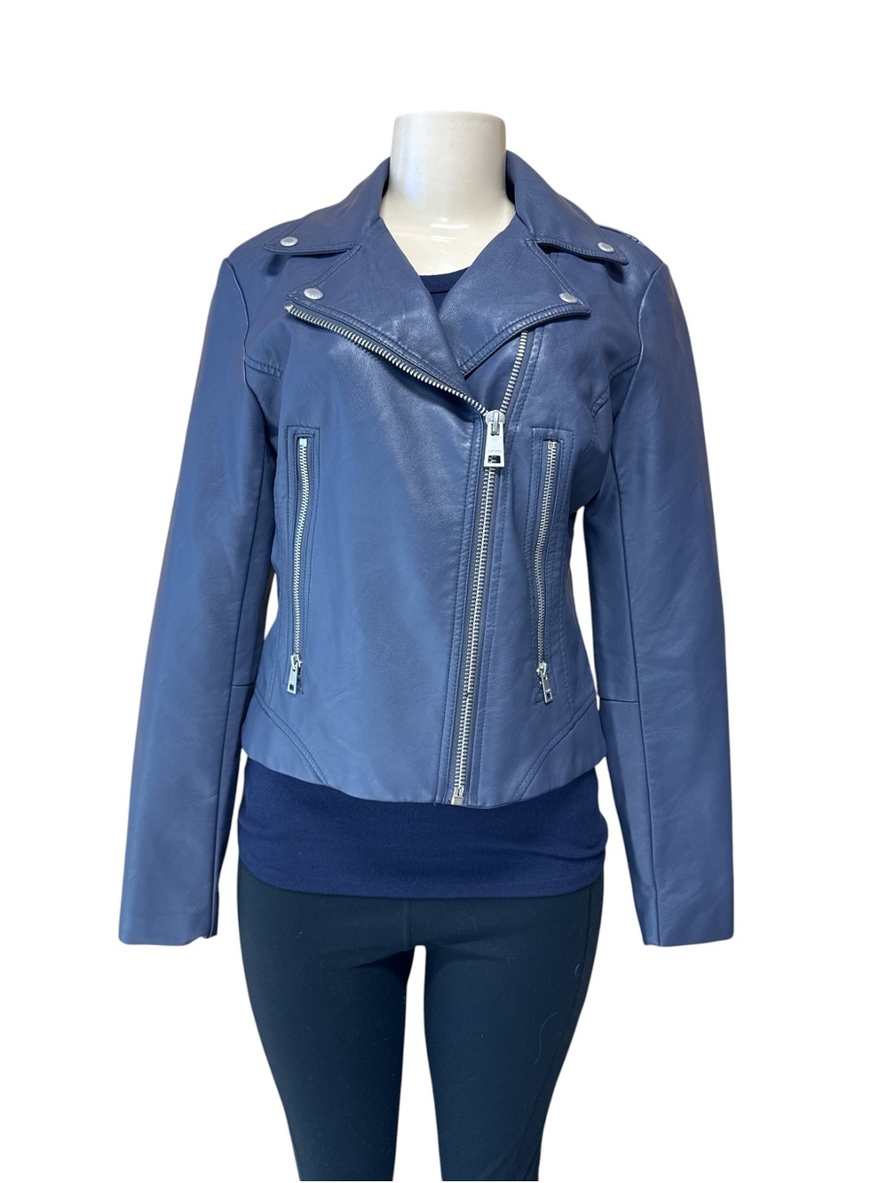 Levi Strauss & Co Blue Faux Leather Jacket NWT Bomber